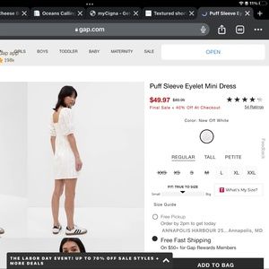 Gap Puff Sleeved Eyelet Mini Dress